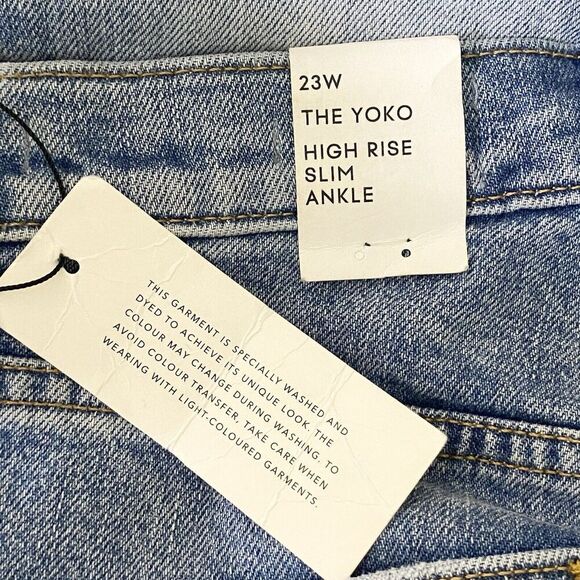Aritzia Denim Forum Womens Size 23 High Rise Slim Ankle Blue Jeans Button Fly - Picture 12 of 13